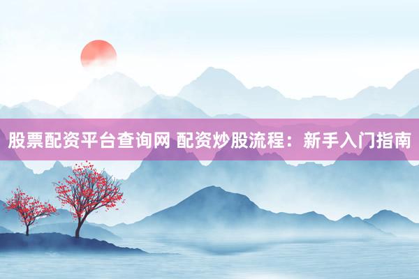 股票配资平台查询网 配资炒股流程：新手入门指南