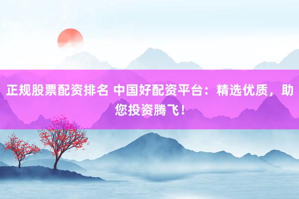 正规股票配资排名 中国好配资平台：精选优质，助您投资腾飞！