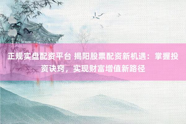 正规实盘配资平台 揭阳股票配资新机遇：掌握投资诀窍，实现财富增值新路径