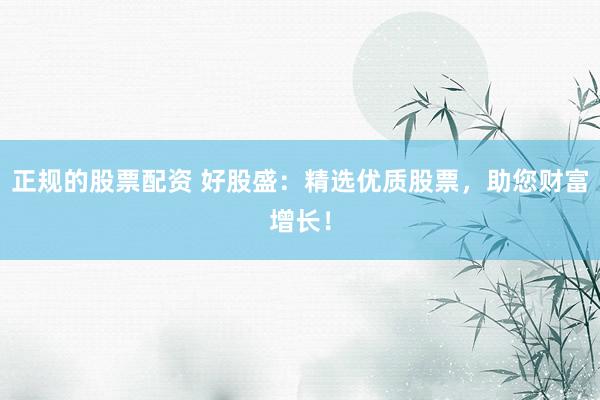 正规的股票配资 好股盛：精选优质股票，助您财富增长！