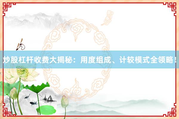 炒股杠杆收费大揭秘：用度组成、计较模式全领略！