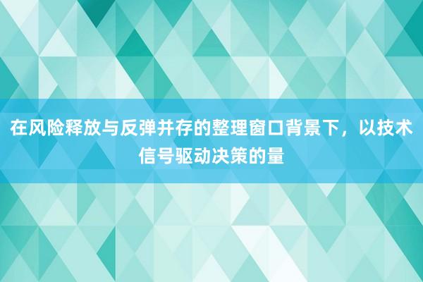 在风险释放与反弹并存的整理窗口背景下，以技术信号驱动决策的量