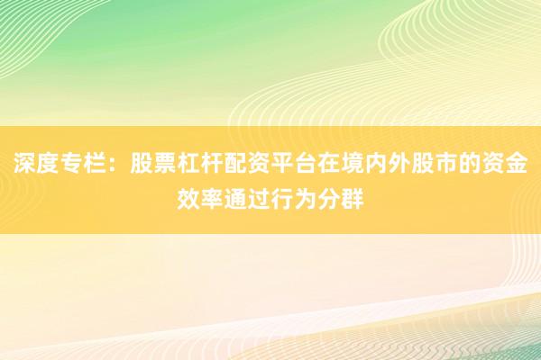 深度专栏：股票杠杆配资平台在境内外股市的资金效率通过行为分群