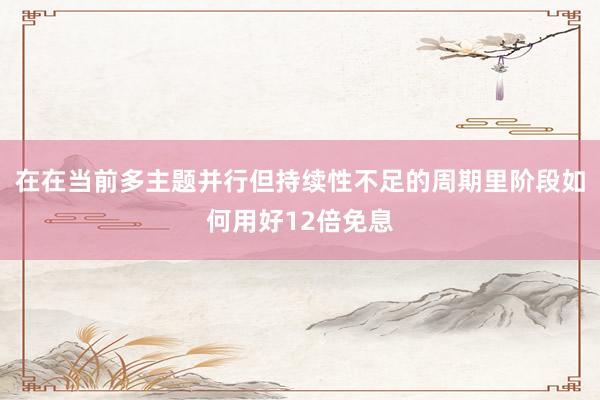 在在当前多主题并行但持续性不足的周期里阶段如何用好12倍免息