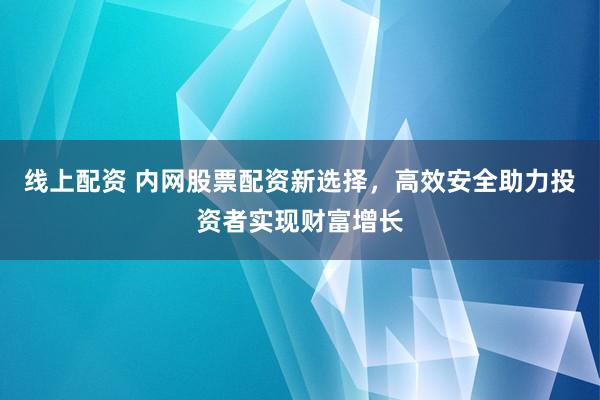 线上配资 内网股票配资新选择，高效安全助力投资者实现财富增长